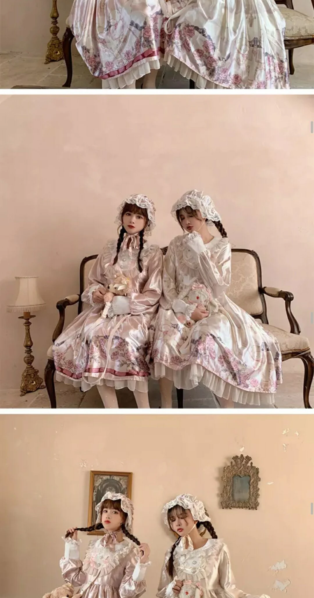 Японское милое светоотражающее платье в стиле Лолиты; милое платье принцессы в винтажном стиле; платье с рюшами и принтом; платье со средней талией и бантом; дворец Виктории