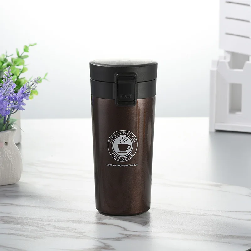coffee Кофейная чашка из нержавеющей стали, термос, прыгающая крышка, простая фасхаионная креативная наружная Герметичная Бутылка для горячей воды - Цвет: coffee