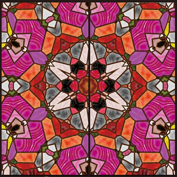 2 PVC Glass Film Customized Size Static Cling Window-Privacy-Potaction Mixed Color Recyclable Symmetry Pattern 60cmx100cm - Цвет: 2