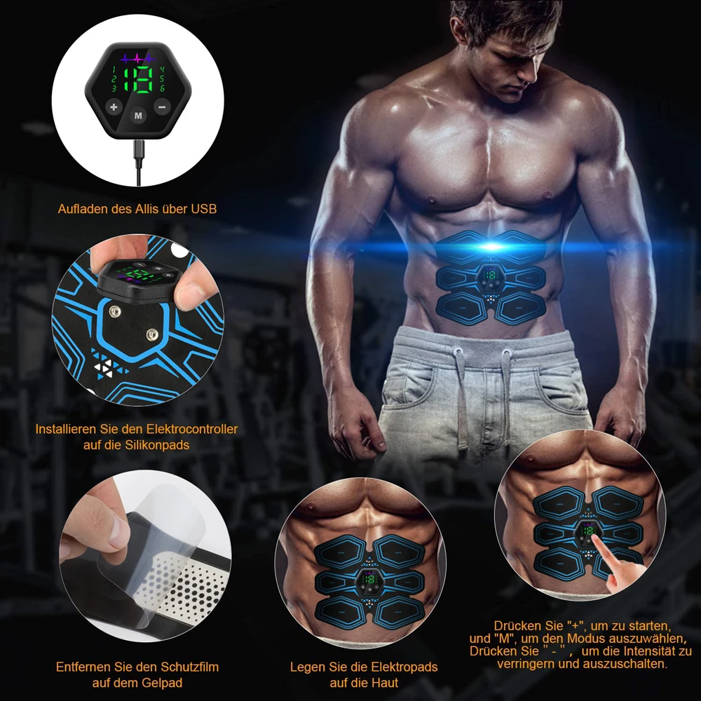 LCD Display Muscle Stimulator EMS Abdominal Hip Trainer Toner USB Abs Fitness Training Home Gym Body Slimming Waist Trainer