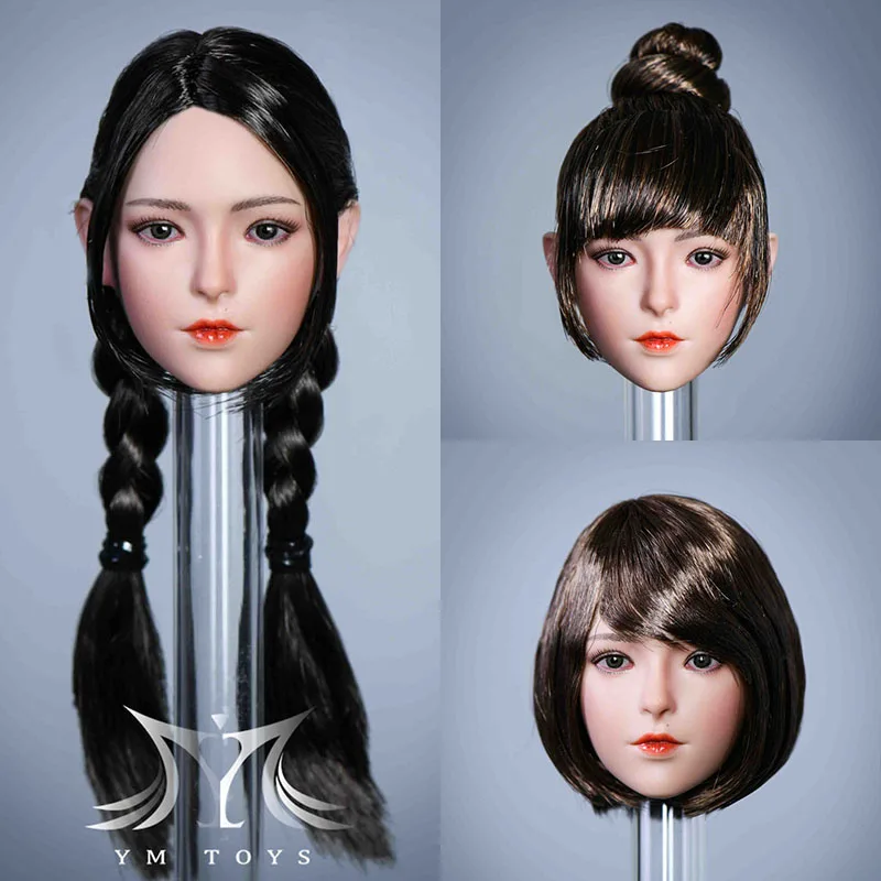 

YMTOYS YMT048 1/6 Asian Girl Head Sculpt Female Hair Transplant Head Carving Model Fit 12'' Soldier Action Figure Body Doll