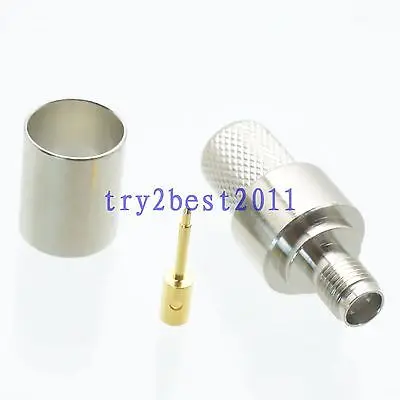 

DHL/EMS 50 pcs Connector RP-SMA plug pin crimp RG8 RG213 LMR400 RG214 straight Nickel -C1