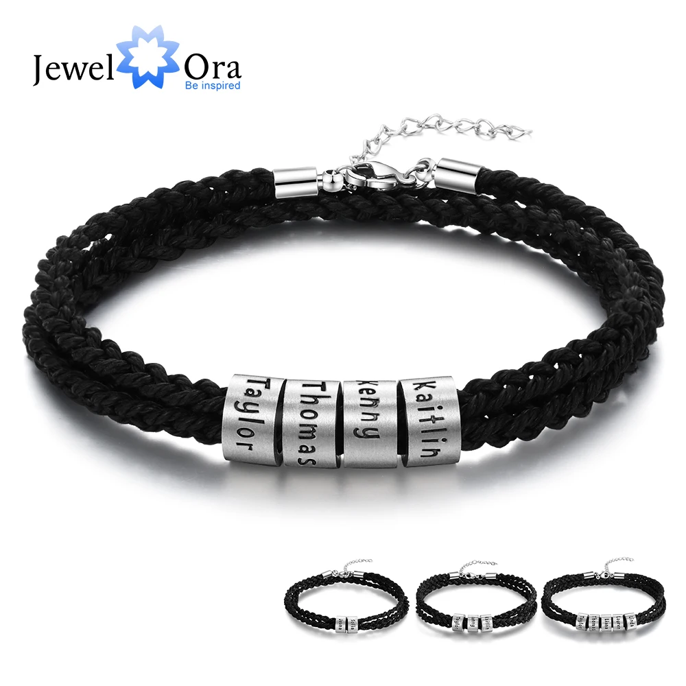 Engraved Bracelet Personalized Braided Rope Bracelets Women Men