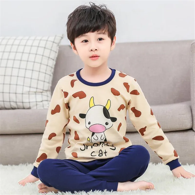 Пижамные комплекты для мальчиков и девочек ростом от 90 до 160 см детские пижамы с китайскими героями мультфильмов, хлопковая детская одежда для сна домашняя одежда для подростков детский банный костюм - Цвет: 604
