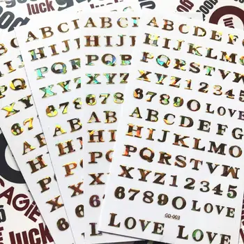 

GD-003 English LETTER series GOLD BLACK letter DESIGNS COOL 3d nail art stickers decal template diy nail tool decor