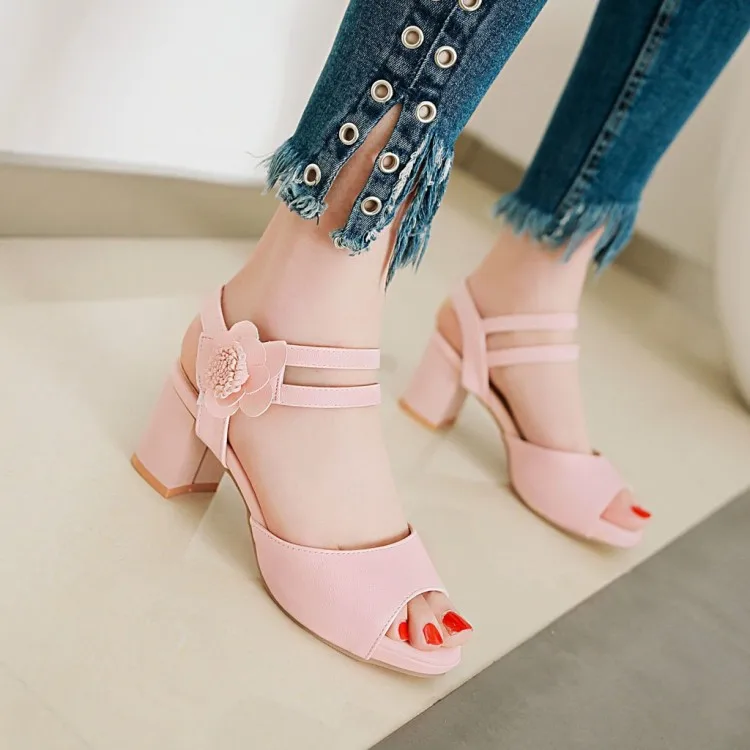 Plus Size high heels sandals women shoes woman summer ladies Flowers