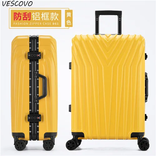 VESCOVO 2" 22" 2" 26" 2" дюймов алюминиевая рама багаж на колёсиках дорожная сумка с колесиками Женская посадочная сумка для переноски чемоданов - Цвет: Aluminum frame