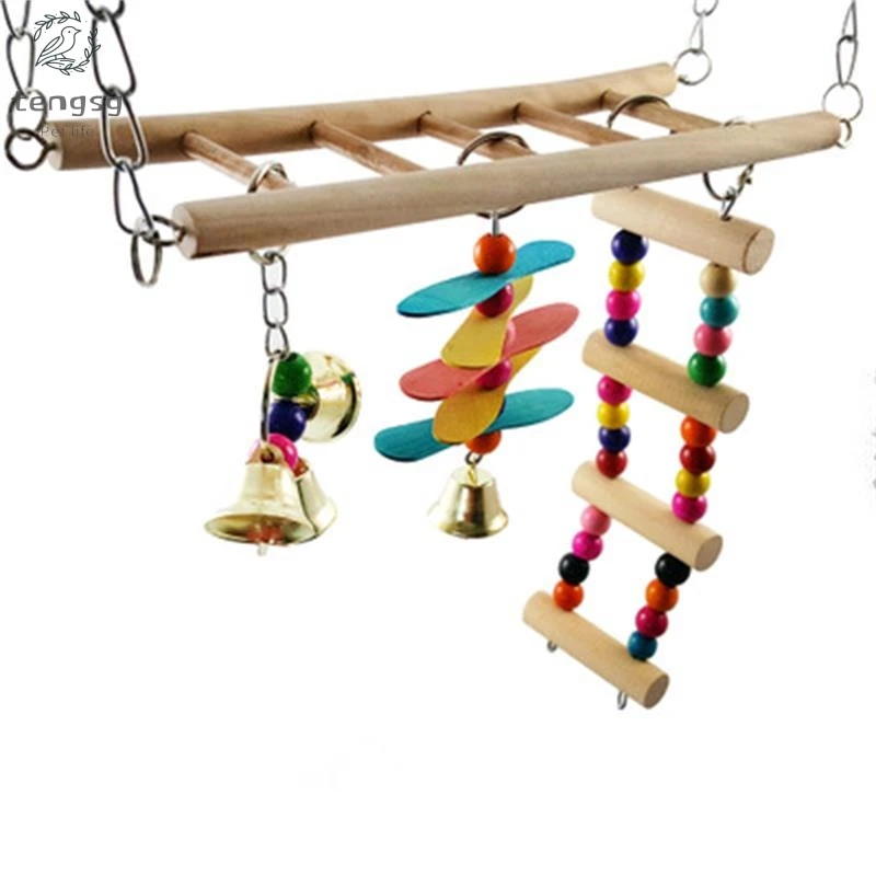 

Pet educational toys wooden stairs swing ladder climbing ladder bird toy stairs small and medium parrot toys