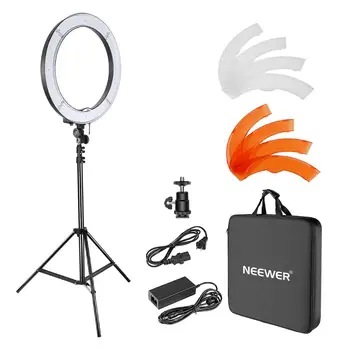 

Neewer Camera Photo Studio YouTube Video Light Kit: 18 inches/48 centimeters 55W Dimmable LED SMD Ring Light with Color Filter