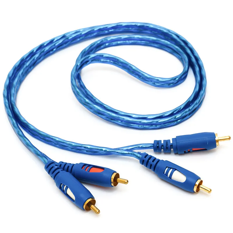 Синий аудиокабель 2RCA с позолоченным штекером усилитель для компьютера динамика