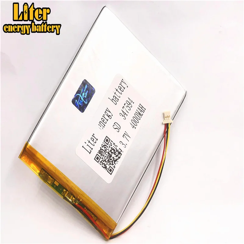 

1.0MM 3pin connector 347594 3.7v 4000mah polymer lithium ion Battery Replacement Tablet PC Battery for tablet pc 7 inch