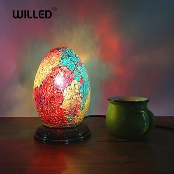 

Egg Turkish Mosaic Lamps For Indoor home table decor handmade Mosaic Glass lampshade side table lamp retro Kids nightstand lamp