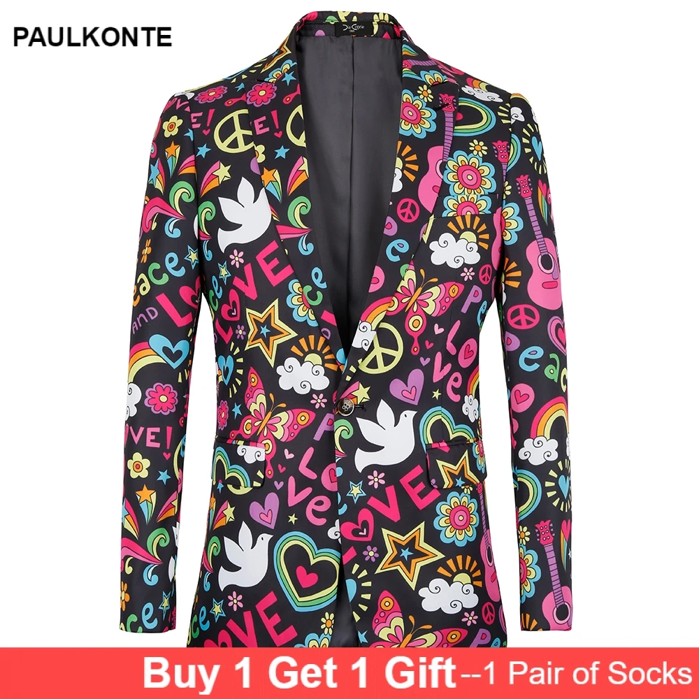 PAULKONTE 2019 Hot Cartoon Print Mostly Male Blazer Fashion High Quality Nightclub Party Wedding Slim Fit Man's Jacket PAULKONTE 2019 Hot Cartoon Print Mostly Male Blazer Fashion High Quality Nightclub Party Wedding Slim Fit Man's Jacket