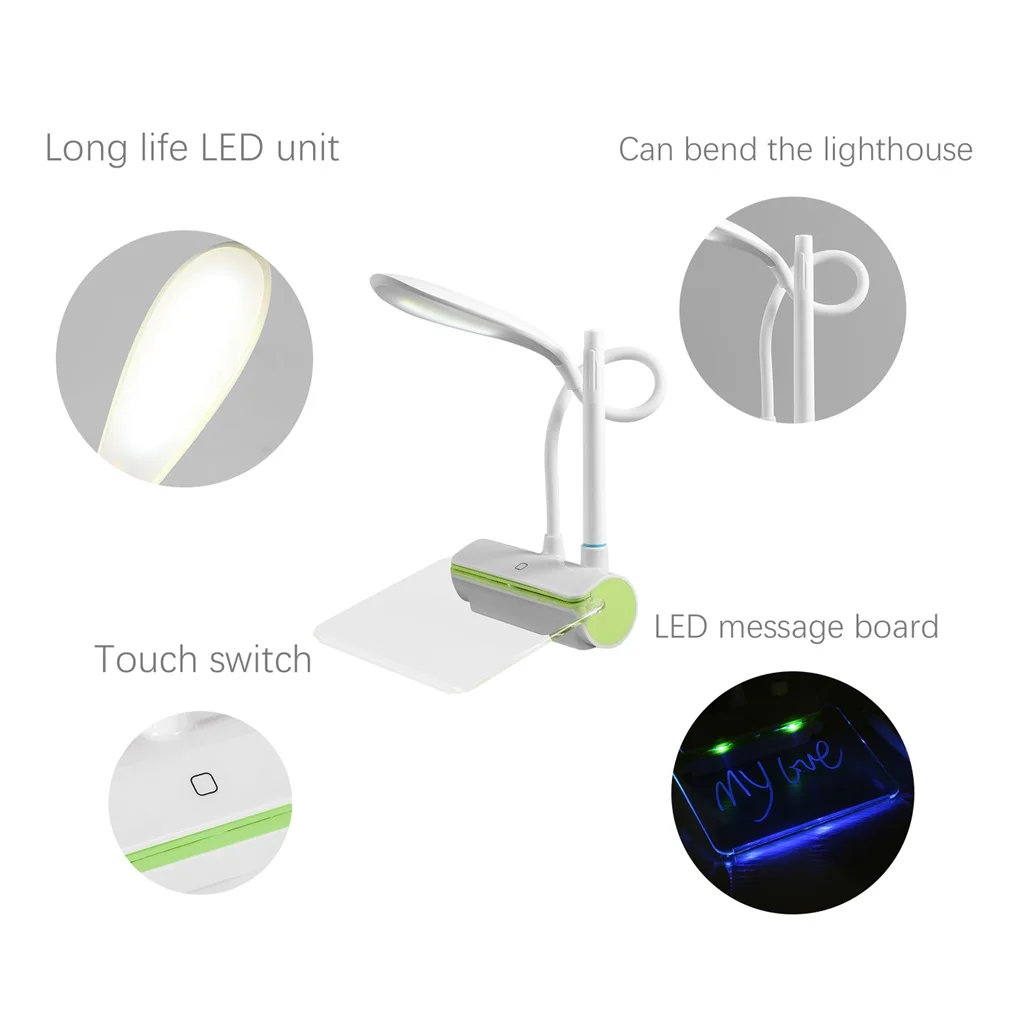 Портативный 3 в 1 взаимный обмен данными между компьютером и периферийными устройствами Перезаряжаемые доски для записей светодиодный настольная лампа Ночной светильник сенсорный Настольный светильник гибкий произвольным изгибом для чтения