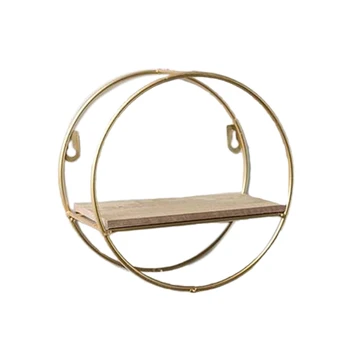 

Nordic Gold Iron Round Wall Hanging Storage Rack Shelf Wall Decoration Living Room Decor