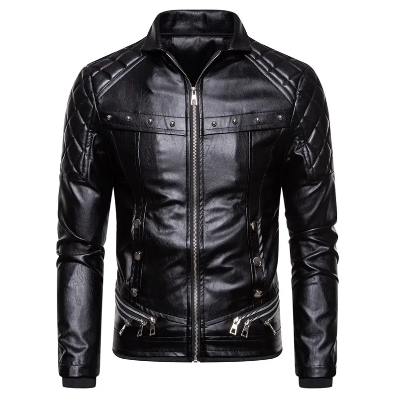New Men's Biker Leather Jacket Fur Collar Detachable Faux Leather Motocycle Jackets Coats Casual PU Jacket Chaqueta Moto Hombre