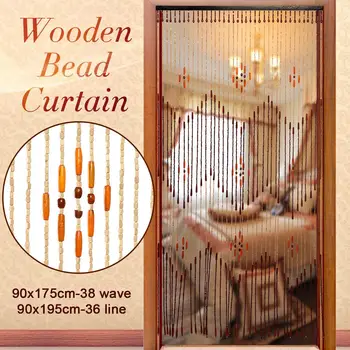 

Wooden Bead Curtains 90x175cm-38 wave/90x195cm-36 line Fly Screen Handmade Wooden Bean Blinds For Home Door Window Veranda Decor