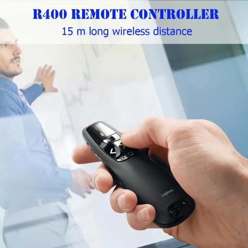 Logitech R400 Беспроводной Ведущий красная лазерная указка PPT Дистанционное указка для презентаций PowerPoint 15 м Беспроводной расстояние