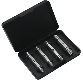 

BEKCMTH 4pcs/set Drill Bit Double Side Damaged Screw Extractor Step Drill Bit Guide Set Broken Damaged Drill Remover Screw Tool