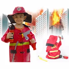 Высокое качество 1 комплект детский Хэллоуин Рождество Косплей Пожарный костюм свободный размер RC CR популярный