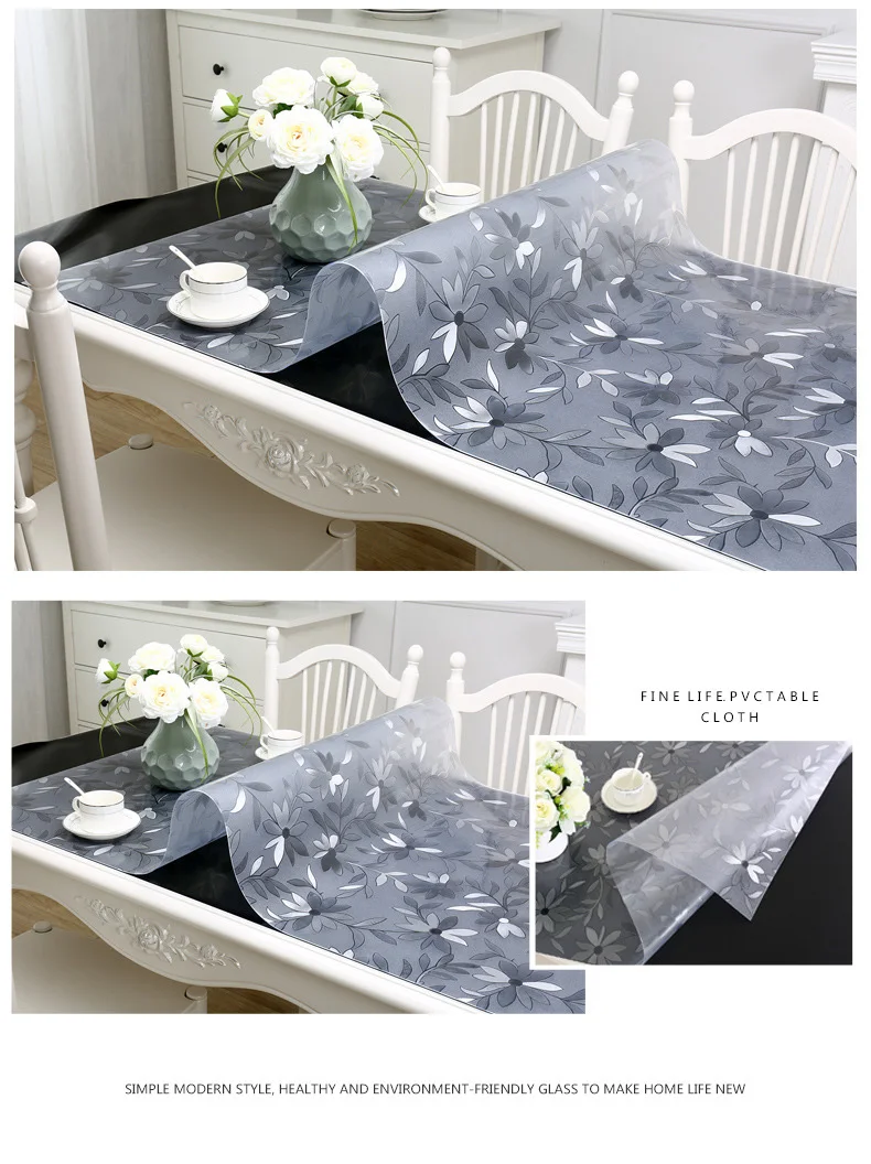 AMDHZ Film Protection De Table Verre Souple Épaissi Tapis Protège Sol PVC  Étanche Anti-brûlure Et Anti-Huile Utilisé pour Le Restaurant Table Basse