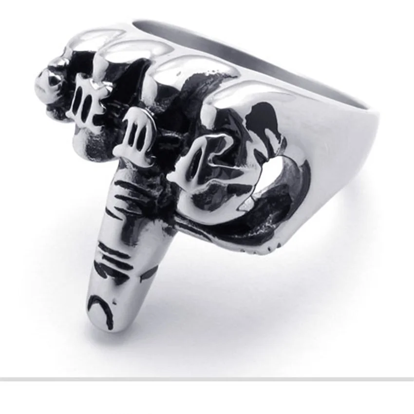 Rock Style Ring Vertical Middle Finger Pattern Jewelry Ring For Men finger ring
