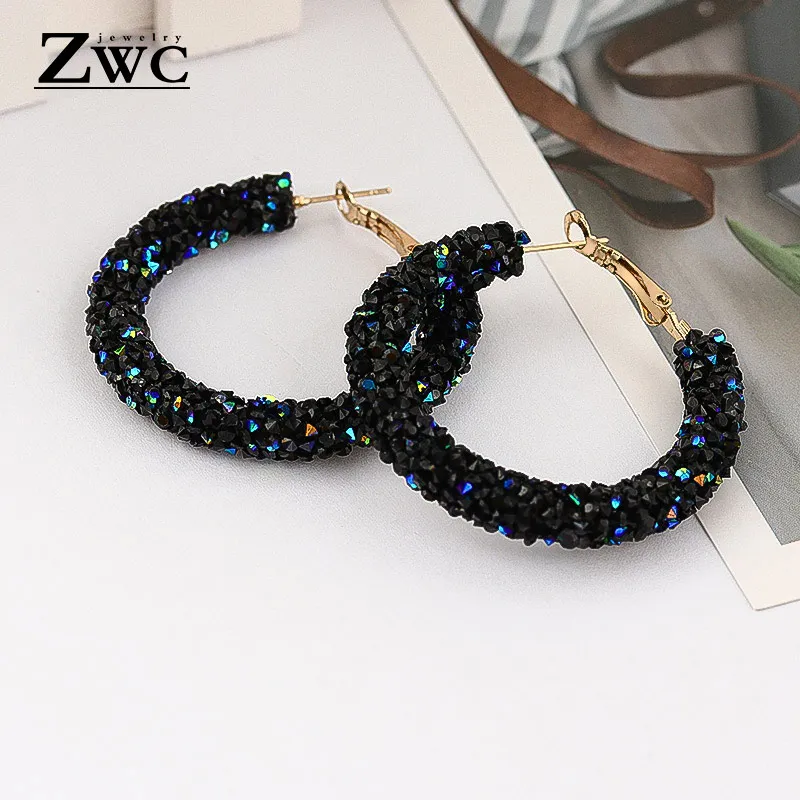 Blue ZWCX Модные Винтажные корейские разноцветные циркониевые Висячие серьги для женщин, девушек, Помолвочные вечерние серьги со стразами бижутерия - Окраска металла: Blue