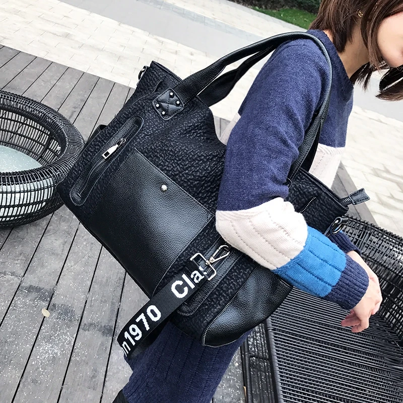 

Sheepskin Large-capacity Shoulder Bag Female 2020 New Ladies Genuine Leather Handbag Korean Simple Boston Tote Bag