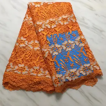 

Orange Lace Fabric 2019 African French Lace Fabric High Quality With beads Nigerian Embroidery Water Soluble French Lace