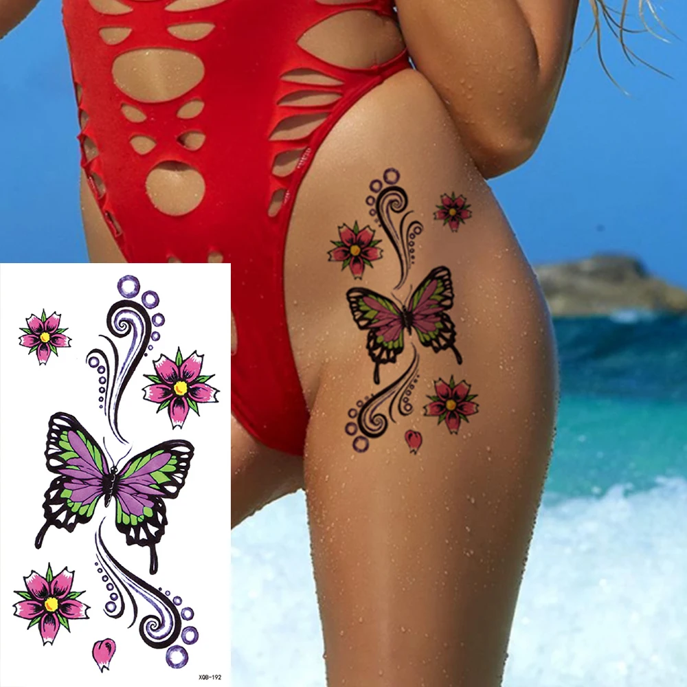Tattoo Sticker Waterproof Temporary 3D Lace Rose Flower Tattoos Line Lotus Body Art Arm Fake Sleeve Tatoo Women Men