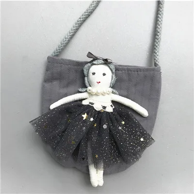 gray doll Monsisy Детский кошелек, Детский кошелек для монет и сумочка для девочек, мини-сумка Kawaii, лебедь, свинья, птица, кукла, сумка через плечо, детские кружевные сумки - Цвет: gray doll
