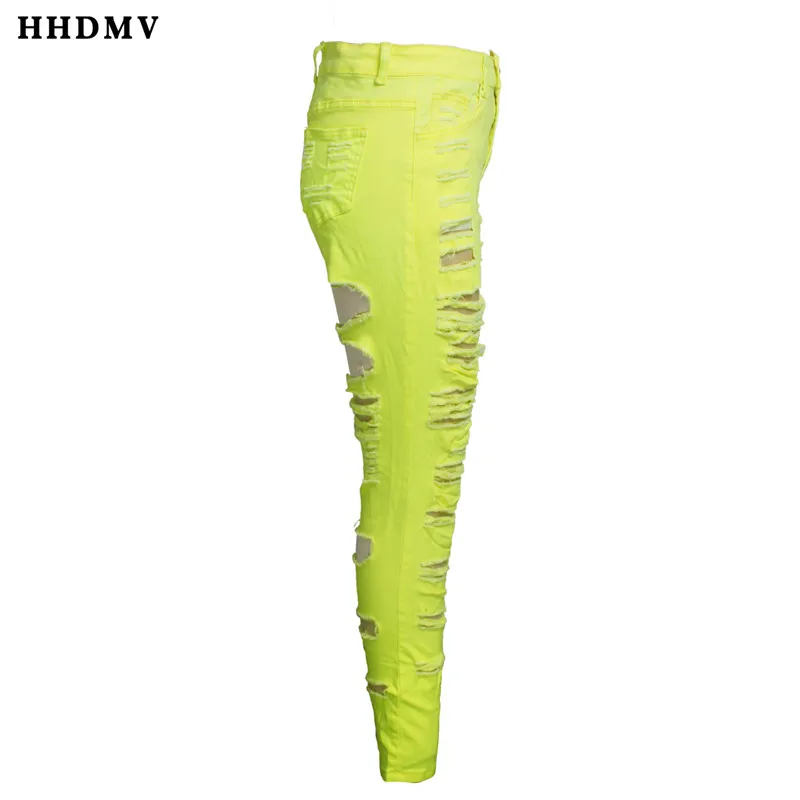 HHDMV GHSF12081 новые модные уличные стильные длинные джинсовые брючные пуговицы рваные карманы высокая талия джинсовые длинные Маленькие ноги брюки