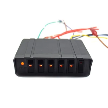 

6 Gang Automotive Marine Replacement Rocker Switch Panel Circuit On Off 12V 30Amp Waterproof Input Wire Car Boat ABS LED Backlit