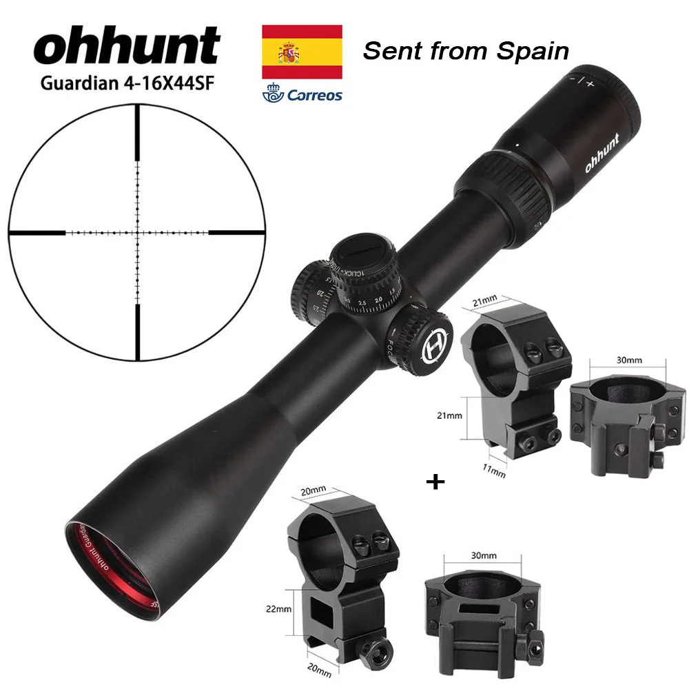 Ohhunt Guardian 4-16X44 SF Huting Rifle Scope тактический оптический прицел охотничья оптика 1/2 половина Mil Dot с Боковая регулировка параллакса - Цвет: High and Low Rings