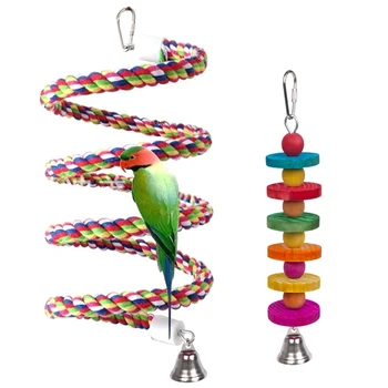 

Bird Parrot Toys Hanging Bell Pet Bird Cage Hammock Swing Toy Hanging Toy for Small Parakeets Cockatiels, Conures, Macaws, Parro