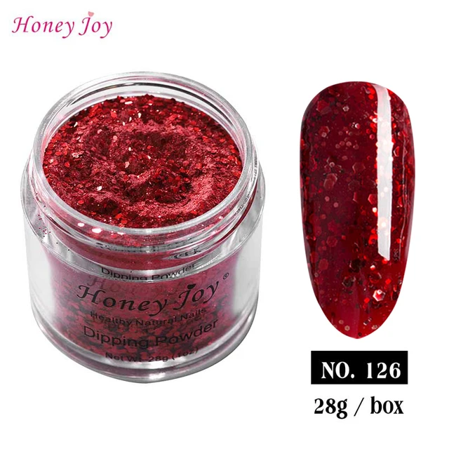 18g/28g Very Fine Red Wine Shine Glitter Hexagon Sequin Paillette Dip Powder Long-lasting Nails No UV Light Needed No. 126 - 28g