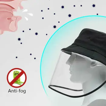 

Transparent Anti Saliva Droplets Hat Splash Dust Proof Full Face Shield Protection Cover Bucket Hat With Removable Mask