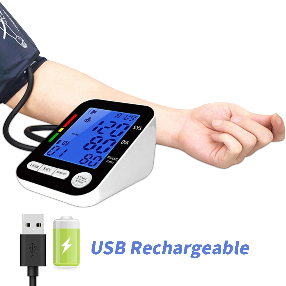 USB Перезаряжаемый цифровой сфигмоманометр ЖК-дисплей измеритель артериального