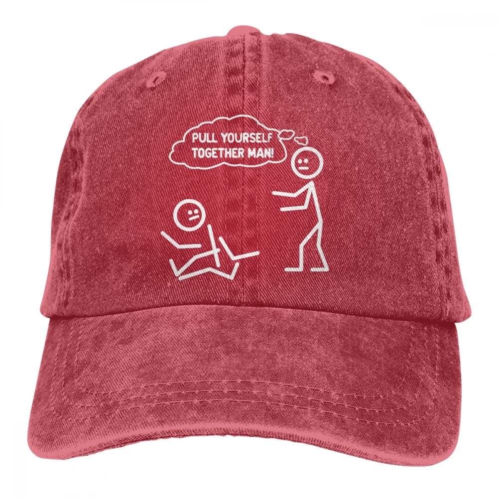 Потяните себя вместе человек Casquette черный унисекс Мужские Женские джинсовые бейсболка с ремешком кепки Регулируемый Гольф папа шляпа