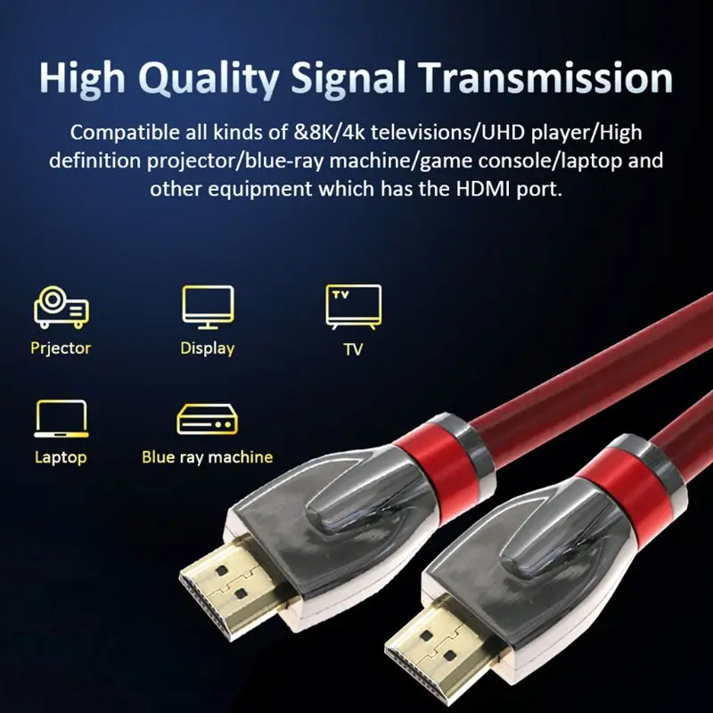 0,5/1/1,8 m высокое Скорость золото тканые Кабель HdMI 2,1 8K 3D провод HDTV для dvd-плеера