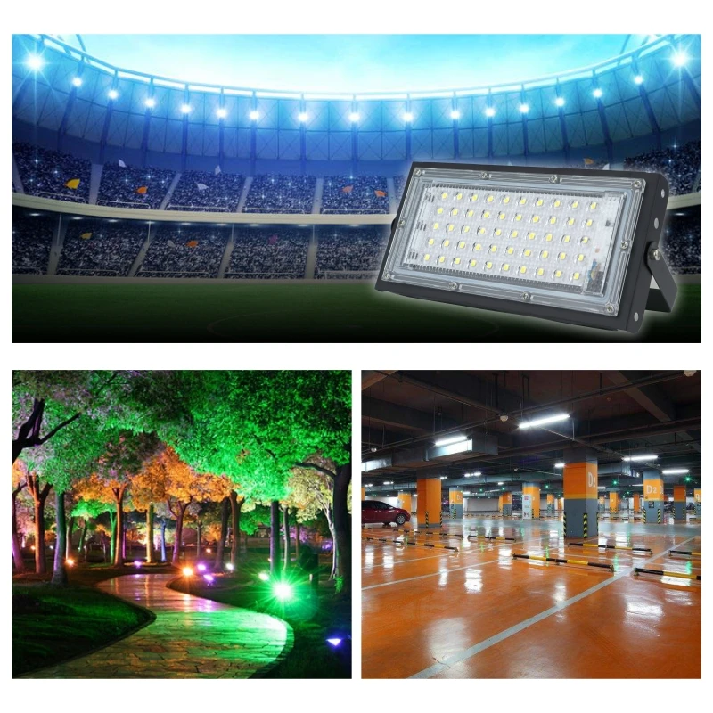 Led Flood Light 50W 220V Outdoor IP65 Waterproof Cold/Warm white Red Green Blue RGB Spotlight