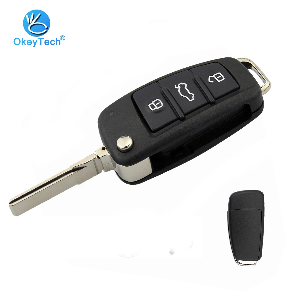 OkeyTech 3 кнопки для Audi a3 a4 b6 b8 tt a6 c5 q5 8p раскладной складной пульт дистанционного