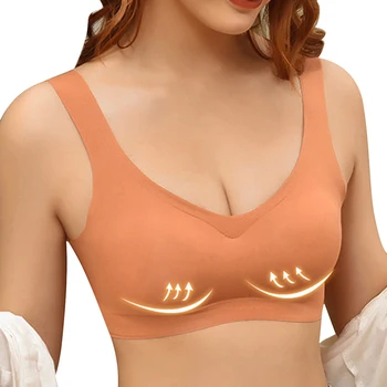 

Jodimity Thin Push Up Vest Bra Women Seamless Underwear Soft Comfortable Sleep Top With Chest Padded Plus Size Bras For Women