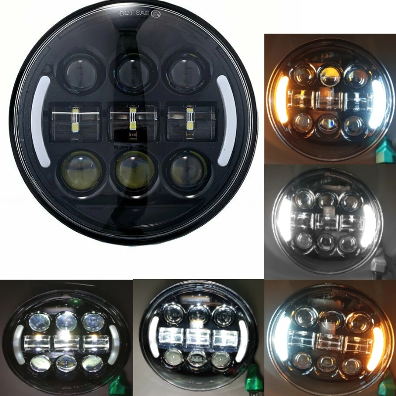 5,7" дюймовый светодиодный проектор для мотоцикла с DRL Halo angel eyes для Sportster Iron XL883C Dyna XL1200C индийский разведчик - Цвет: B Black