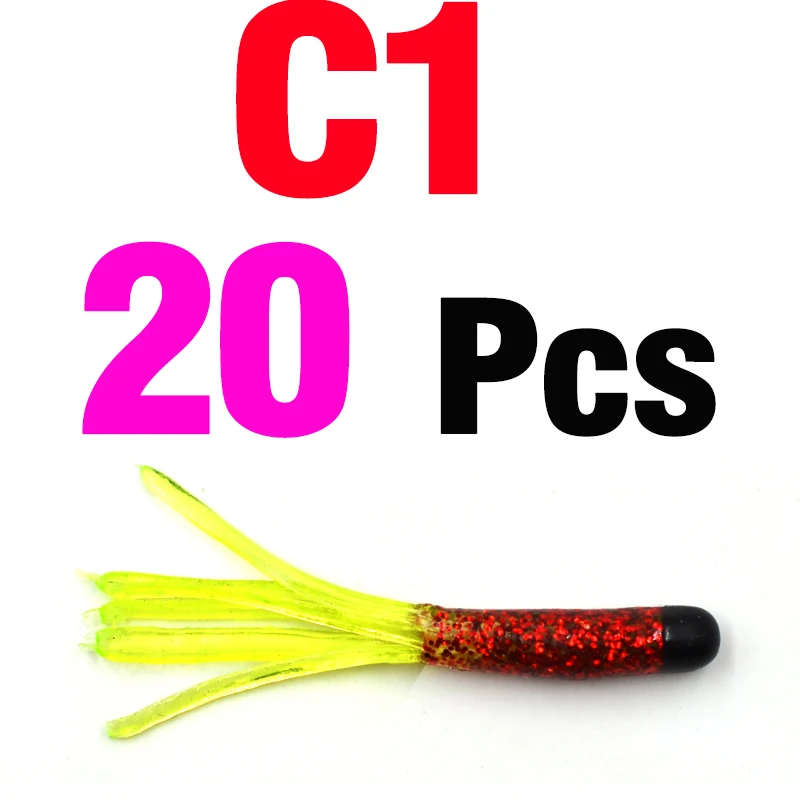 20PCS C1 MNFT 20 шт Силиконовые трехцветные соленые приманки для басов 4,5 см/0,5 г Мягкая искусственная личинка червяка наживка-кальмар Морская рыбалка - Цвет: 20PCS C1