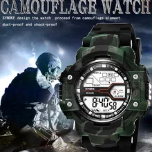 Мужские многофункциональные военные спортивные часы светодиодный цифровые Новые камуфляжные спортивные светящиеся водонепроницаемые электронные часы Q