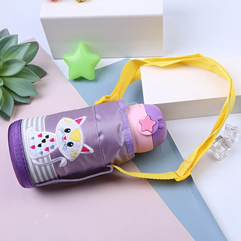 Детская школьная бутылка для питьевой воды с героями мультфильмов, соломка из нержавеющей стали, чашка с наплечным ремнем, новинка, Hvlv