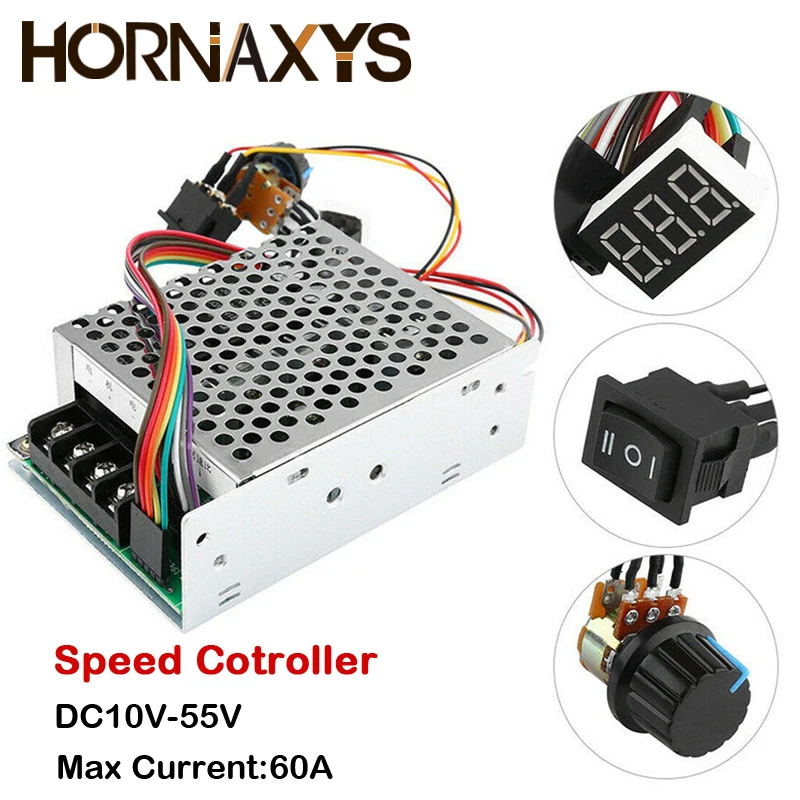 PWM Motor Speed Controller DC 10-55V 60A CW CCW Reversible Switch Digital Display 12 V | Обустройство дома