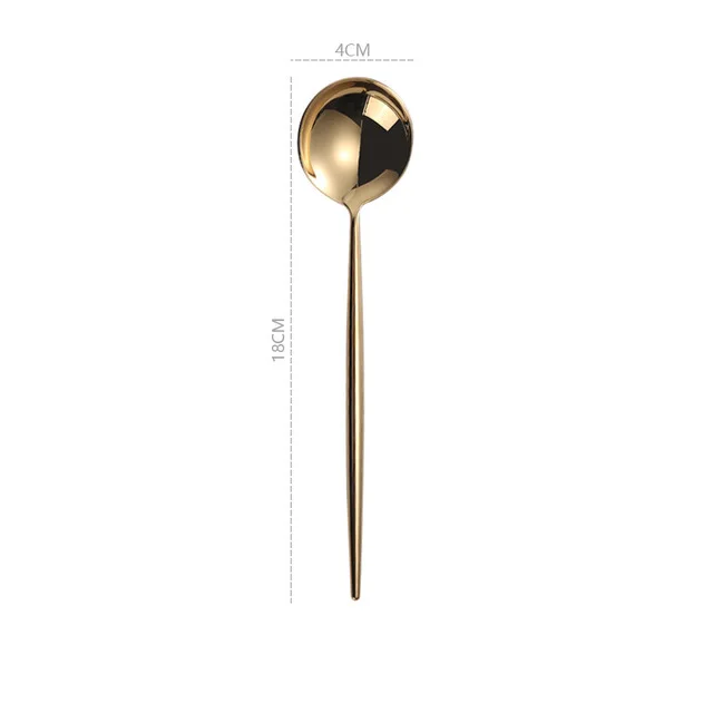 1dessertspoon Зеркальный Золотой набор столовых приборов 18/10 из нержавеющей стали столовое серебро набор сервис яркие палочки для еды вилки, ножи, ложки столовый набор - Цвет: 1dessertspoon