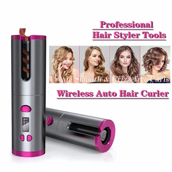 

USB Automatic Curling Iron Portable Cordless Rotating Ceramic Hair Curler Spiral LCD Display Ceramic Curly Hair Style Tool Femal